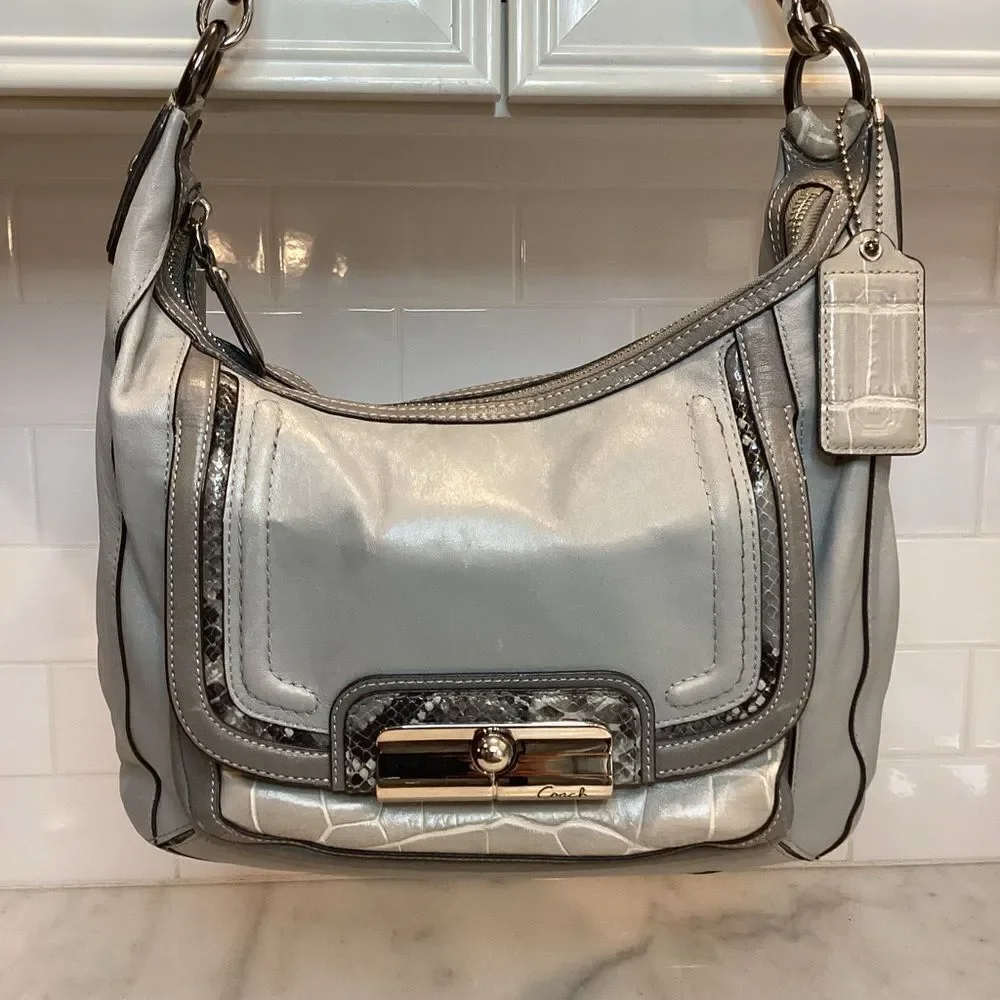 Coach Purse Handbag Leather Kristin Spectator Elevated Alligator Satchel Tote